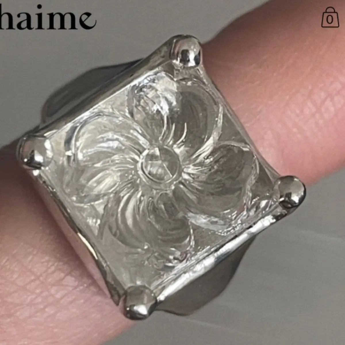 하이메 주얼리 반지 clover vintage glass ring 은반지