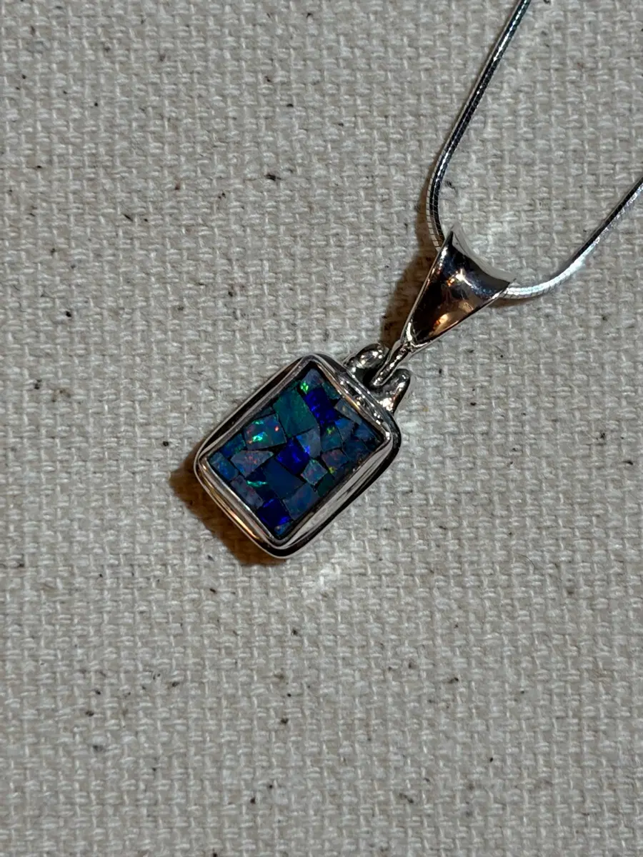 Mosaic Opal Silver Necklace