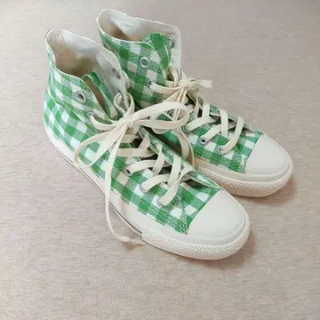 CONVERSE 하이컷 스니커즈 그린 체크 새상품