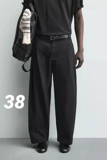 ZARA 와이드 레그 치노 팬츠 38 새상품 블랙