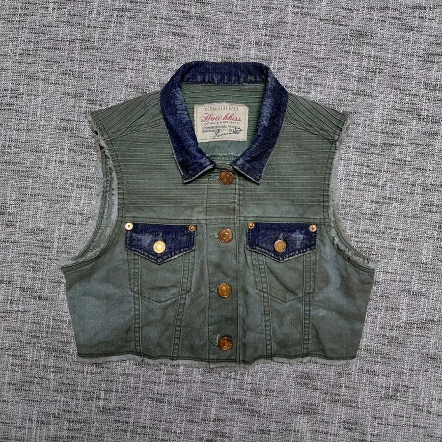 [S] Hotchkiss 크롭 데님 배색 베스트