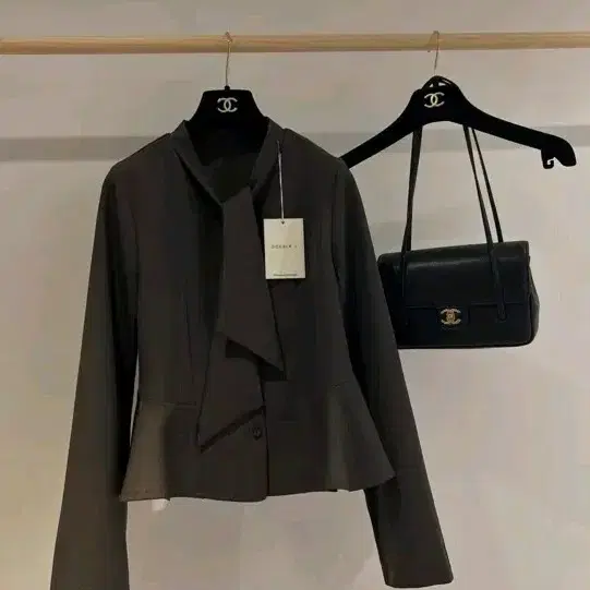 타이 스카프 블라우스 자켓