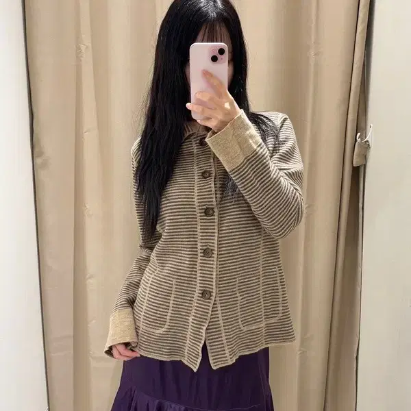 JPN 스트라이프 버튼 가디건 J1145