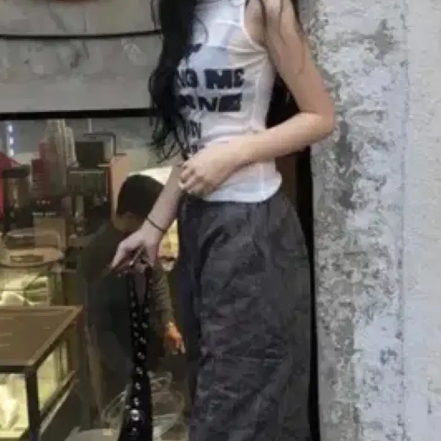에이블리  시스루 레터링 후디 나시