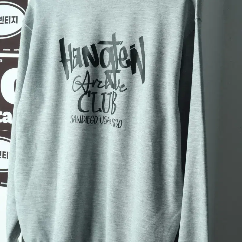(L-2XL) 브랜드빈티지 맨투맨 티셔츠 그레이 박시 코어-H38534