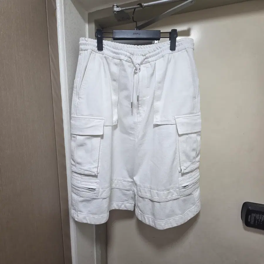 [준지]화이트 피케 데님 와이드 쇼츠(48)