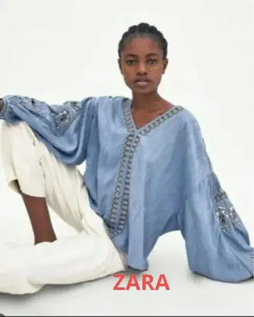 ZARA trf Collection 데님 자수 상의