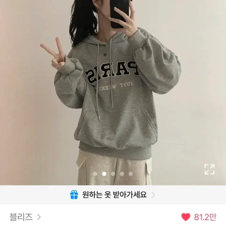 자수레터링 파리 오버핏 후드티