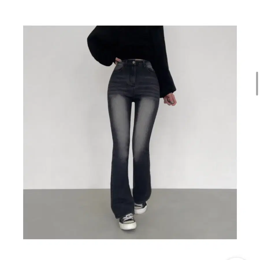 기모 데님 부츠컷 흑청 M