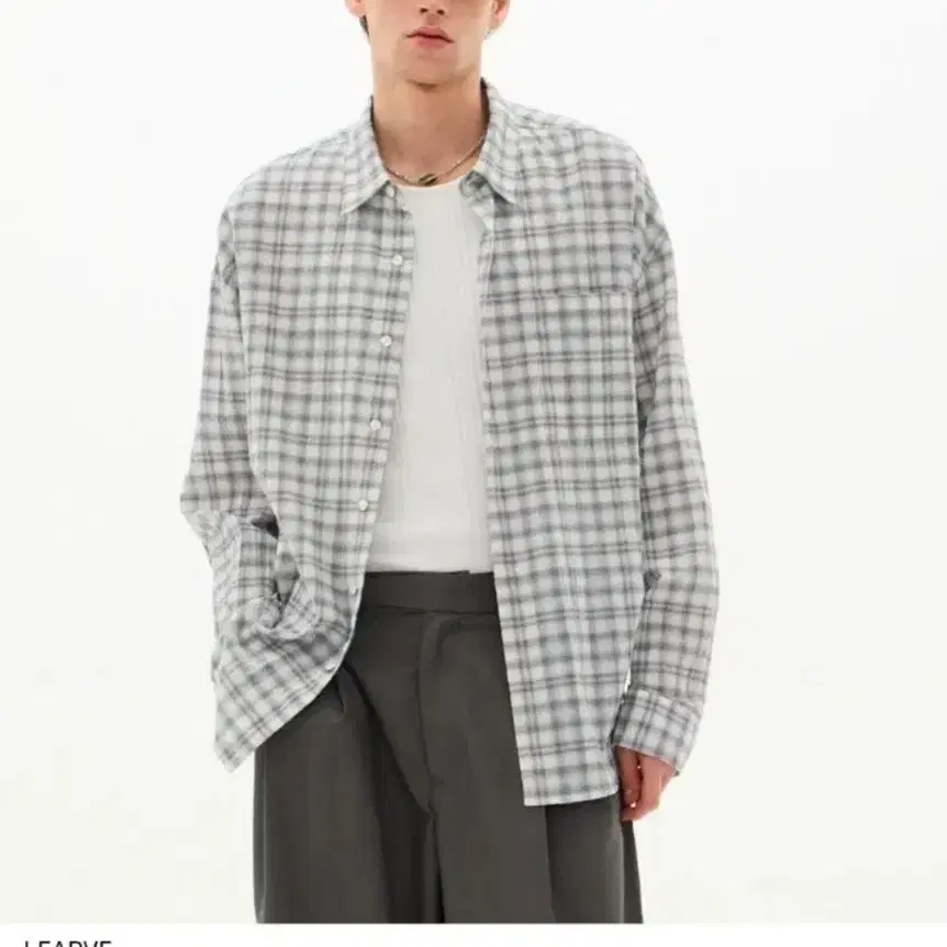 르아브 옴브레 체크셔츠 샌드블루 M