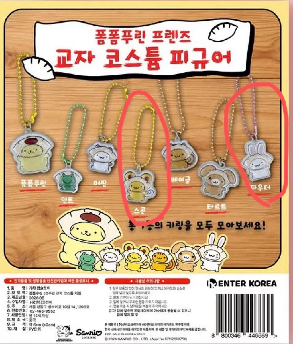 폼폼푸린 와앙만두 교자 가챠 키링 스콘 파우더