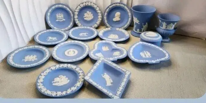황실찻잔 Wedgwood 블루 재스퍼웨어 빈티지 컬렉션 15점 일괄
