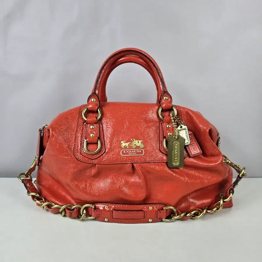 COACH 코치 메디슨 사브리나 페이던트 가죽 사첼백 라지 가방 핑크 정품 Y2k 갸루