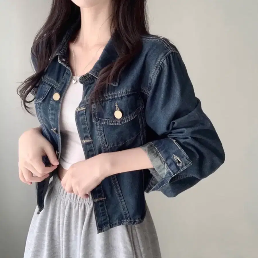 (새상품)에이블리 데님 청자켓