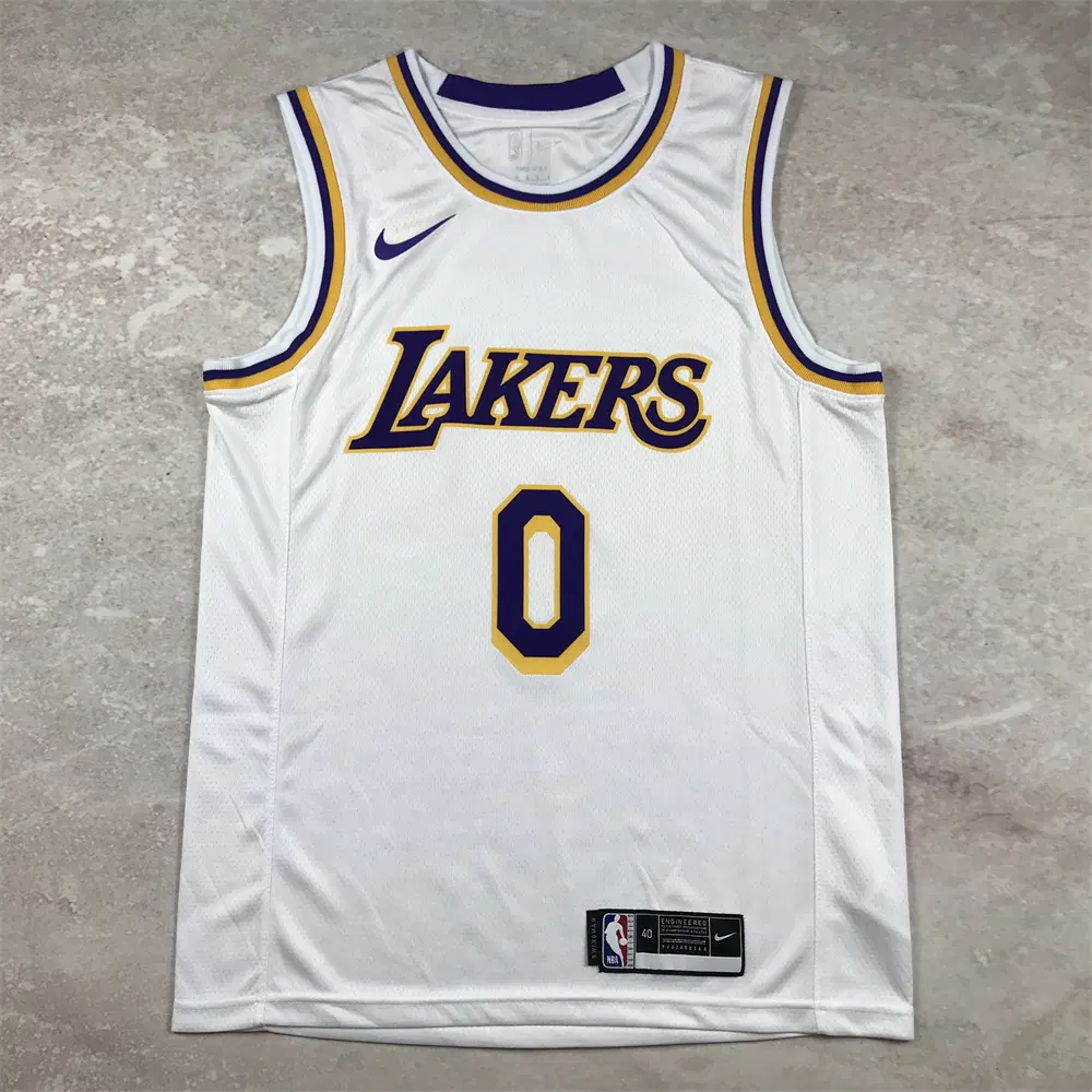 NBA 레이커스 쿠즈마 0번 홈 화이트 농구 유니폼 남녀공용 저지