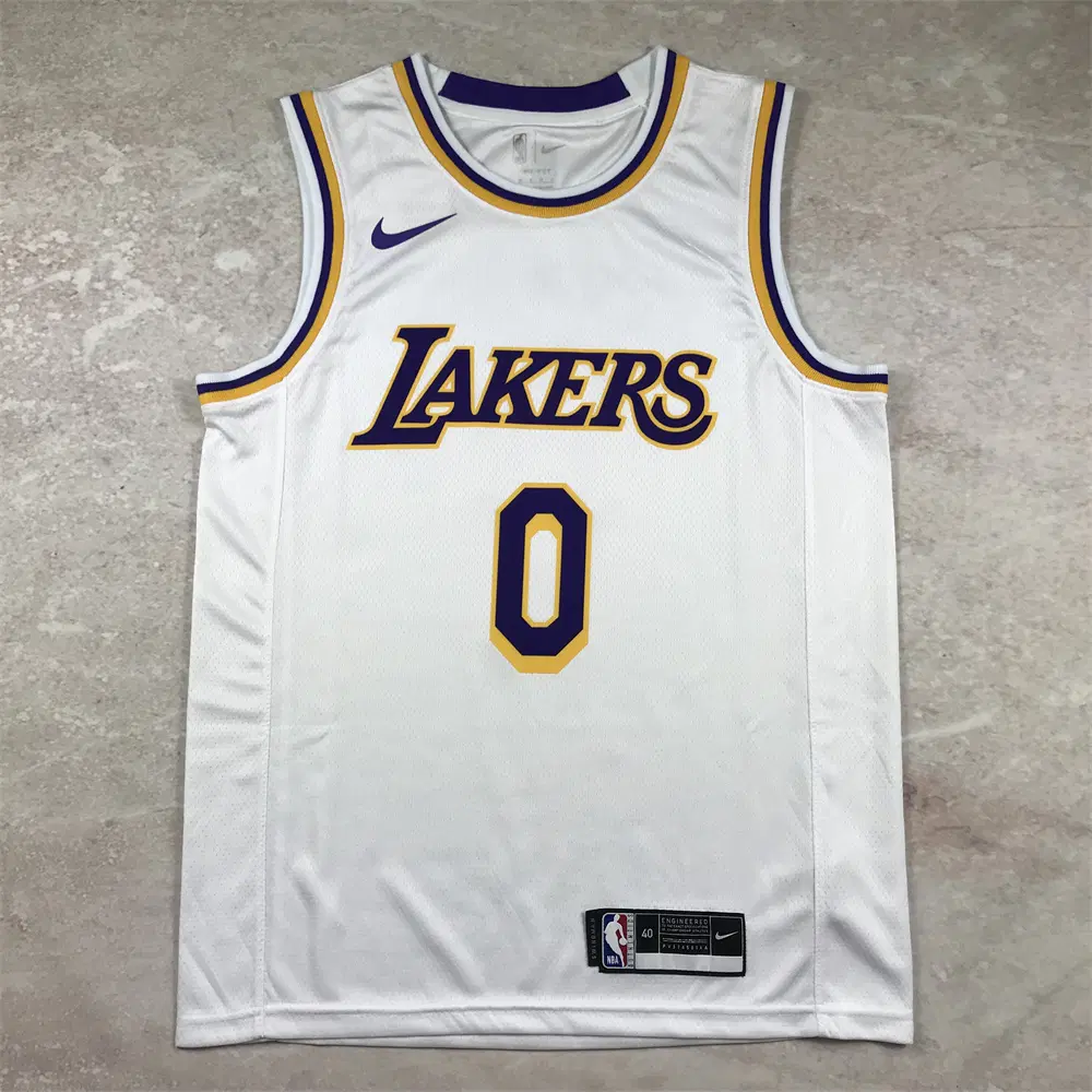 NBA 레이커스 영 0번 홈 화이트 농구 유니폼 남녀공용 저지
