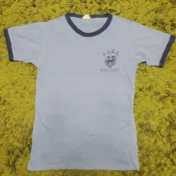 구제 의류 트림T셔츠 미군 USMA 멜란지 블루 빈티지 WESTPOINT