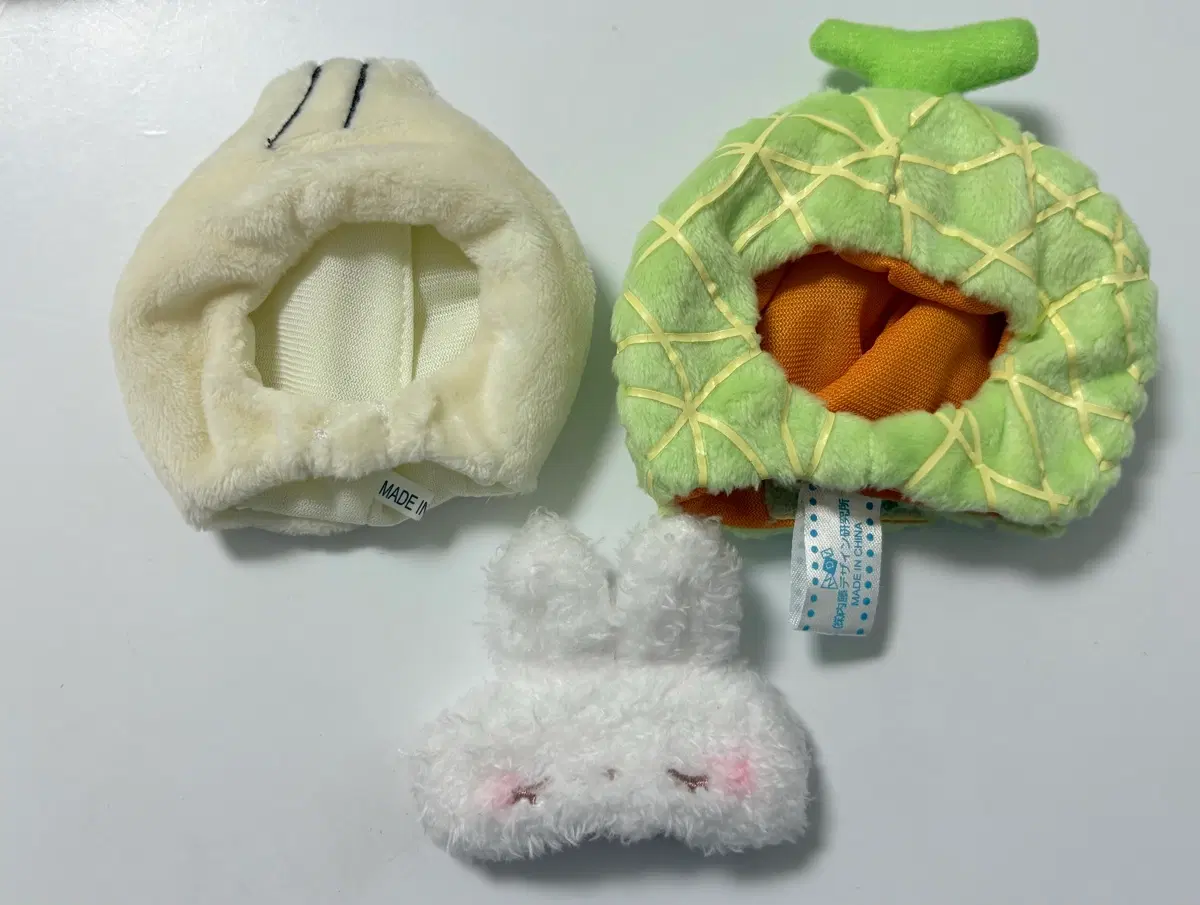 10cm 인형옷 헤어악세사리 일괄(만두모자, 멜론모자, 토끼안대)