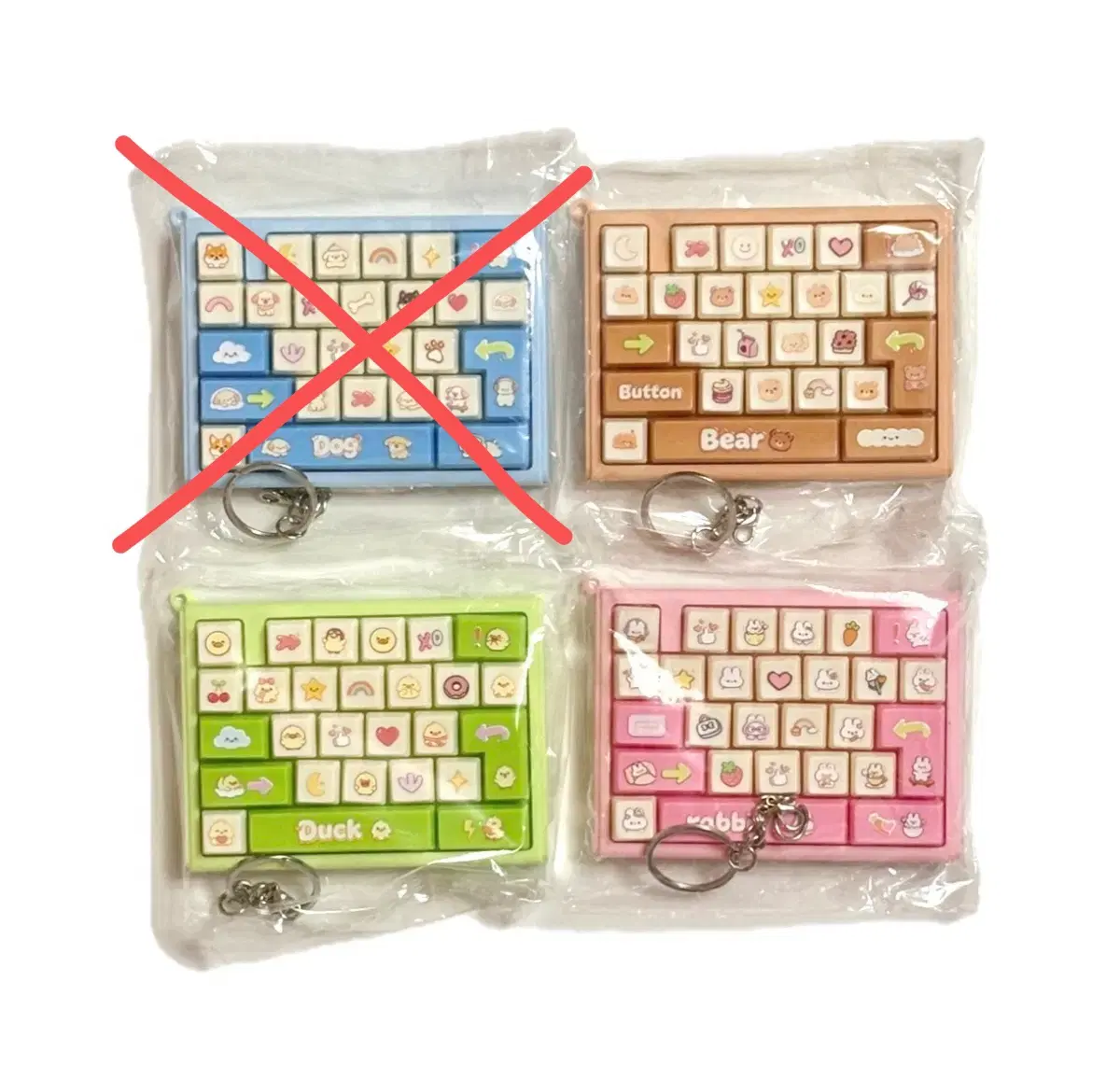 (인기)동물 애니멀 미니 27구 키보드 키캡 키링 강아지/곰/오리/토끼