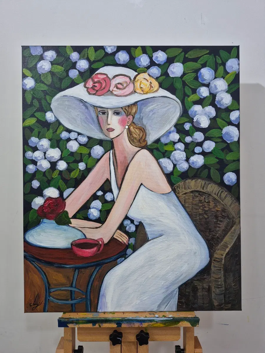 화이트 드레스를 입은 여인. 원화작품.새상품.15호그림