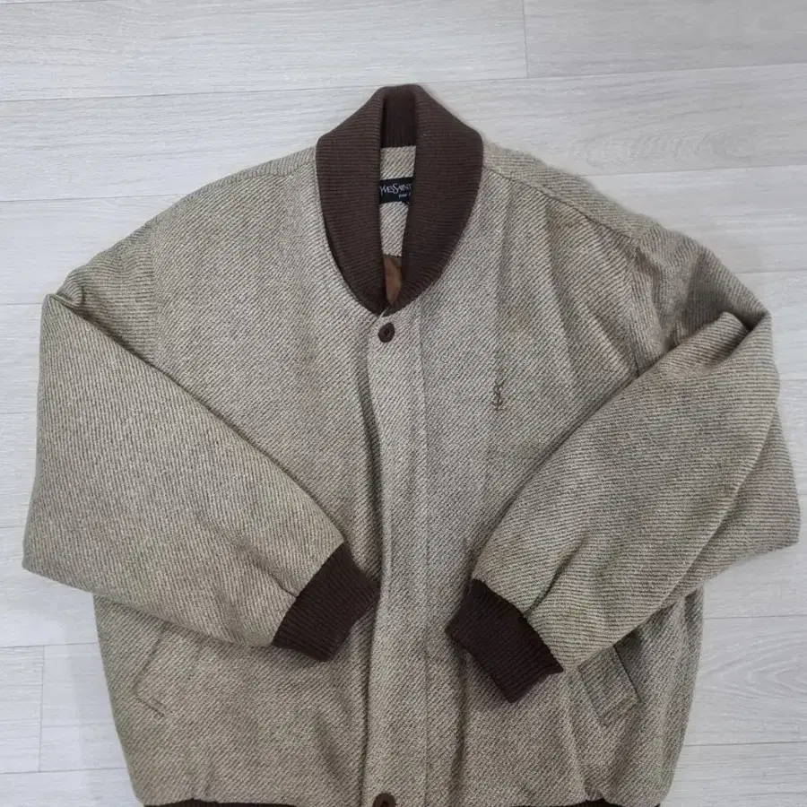 입생로랑(Yves Saint Laurent) 앙고라/울 헤링본 아우터 블루종 자켓