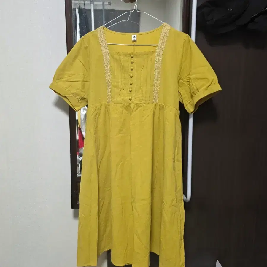 69000원 2XL 매력적인 겨자색 린넨 원피스 새거 98cm