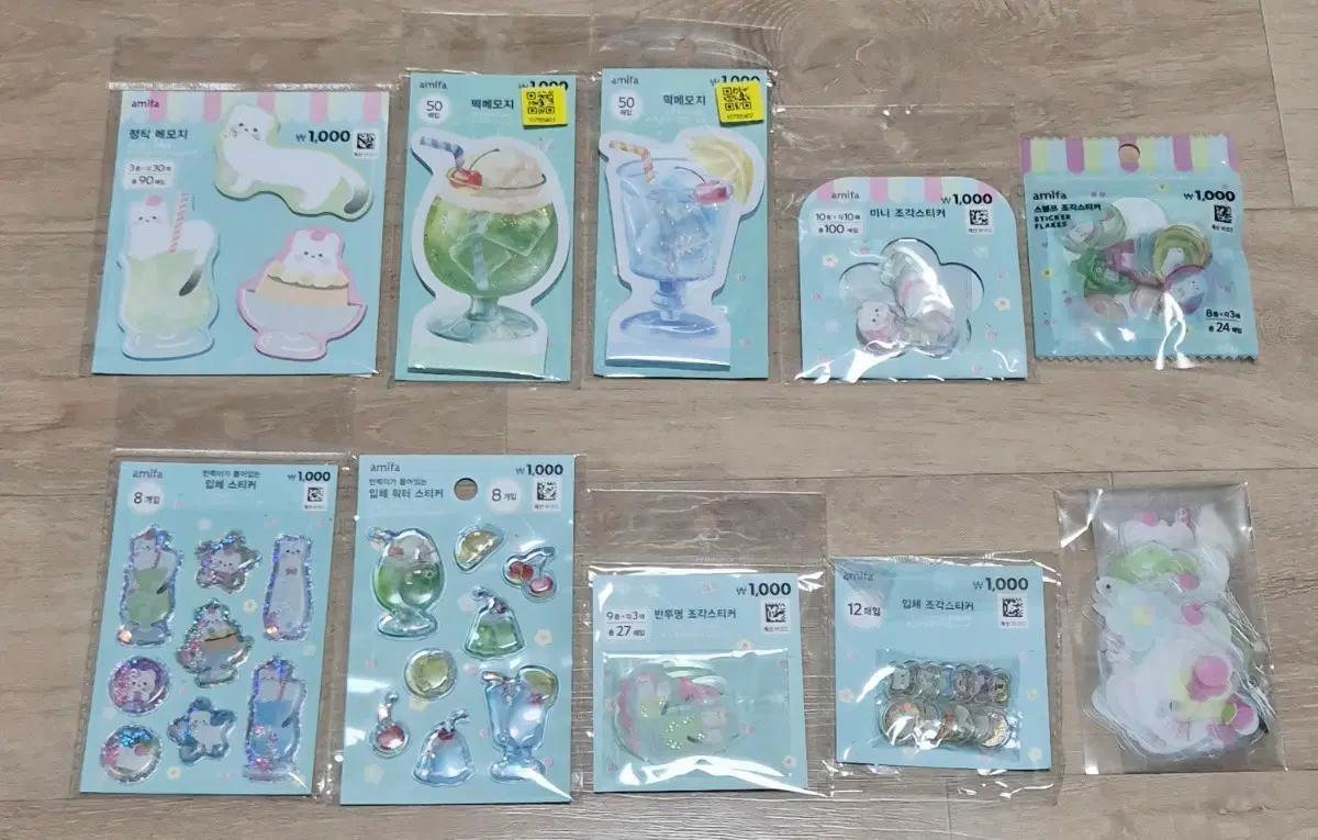 다이소 크림소다 다꾸템 (메모지, 떡메모지, 스티커, 조각스티커)