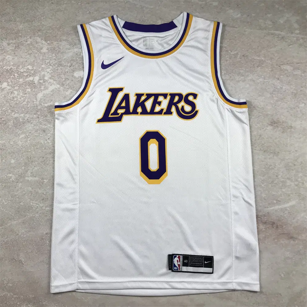 NBA 레이커스 웨스트브룩 0번 홈 화이트 농구 유니폼 남녀공용 저지