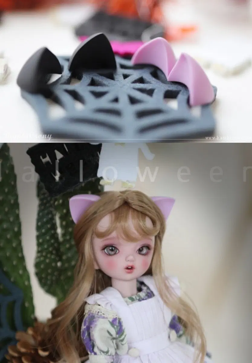밤비크로니 라벤더 고양이 귀 파츠 (구체관절인형)