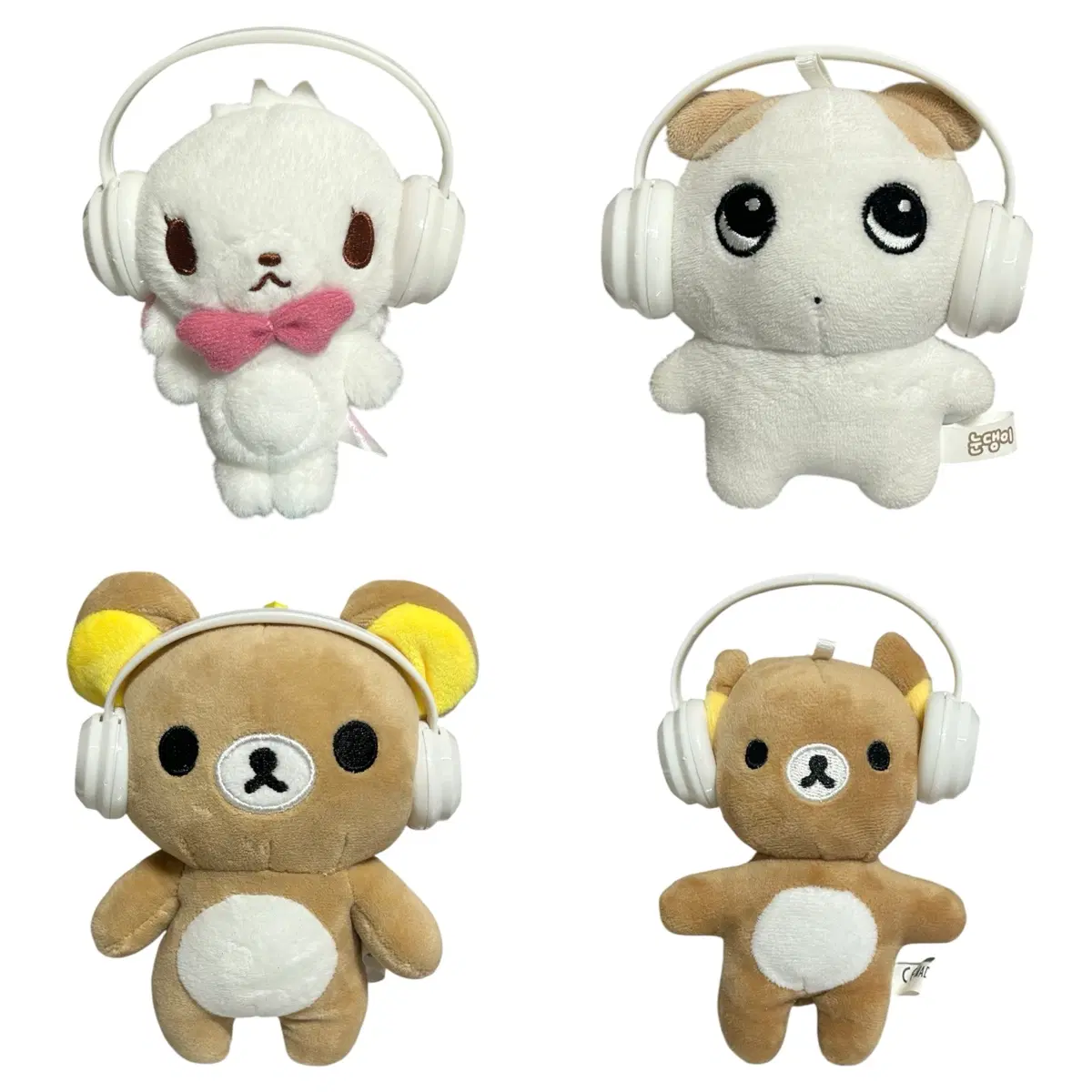 새상품 10cm 인형 헤드폰, 15cm 솜인형 헤드셋 화이트 헤드폰 이어폰 음악 인형옷