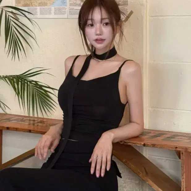 [하루할인] 카인다미 드레이프 나시 스카프 set - 블랙