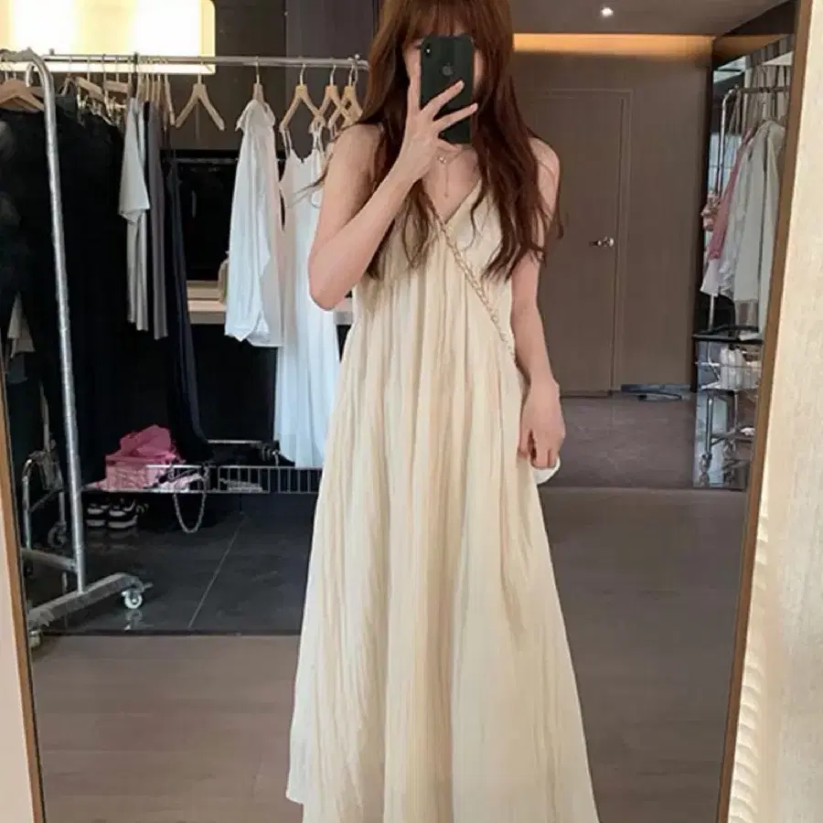 브이넥 플리츠 주름 롱 원피스 여행 휴양지 가단 40