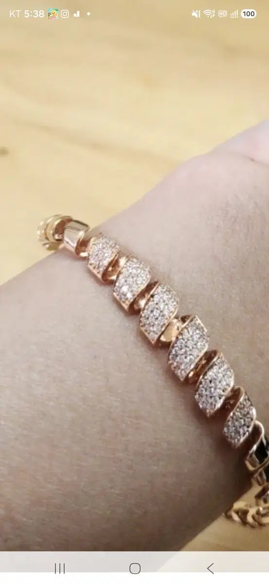 14K 로즈골드 팔찌 새상품(17cm+영고리3cm)