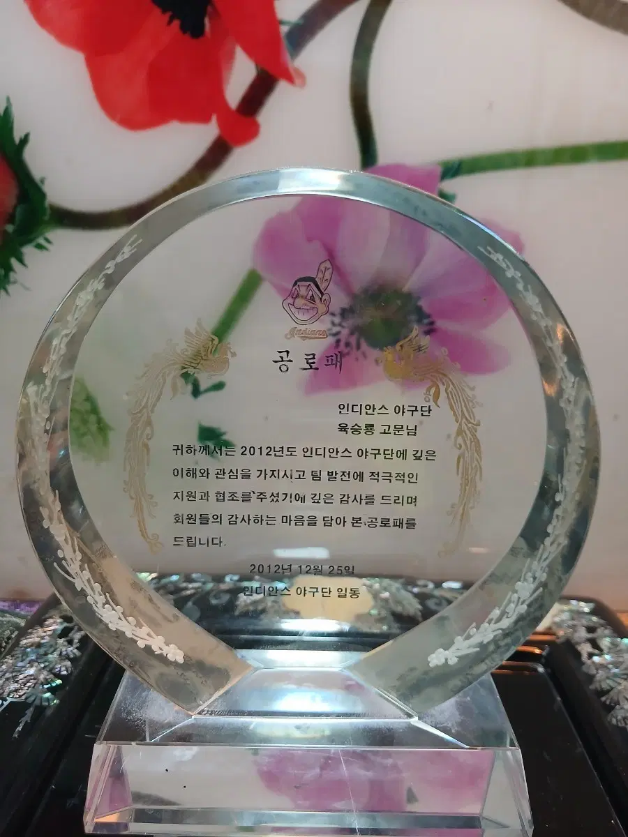 인디안스 야구단 공로패