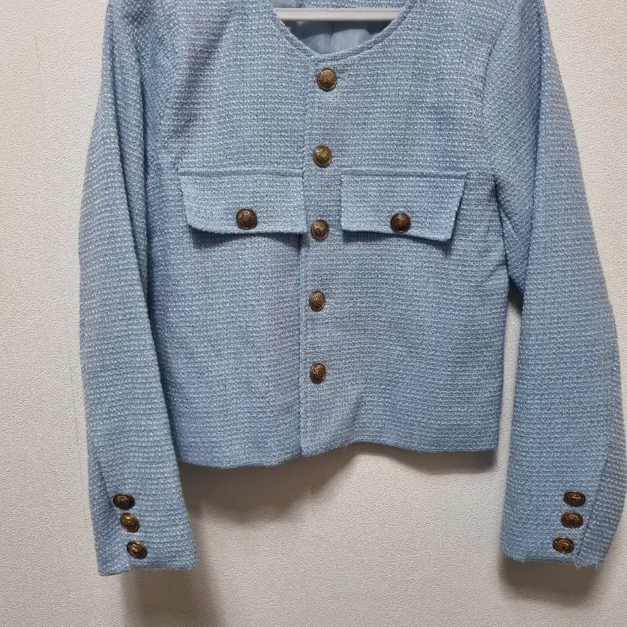101010 블루 트위드 재킷
