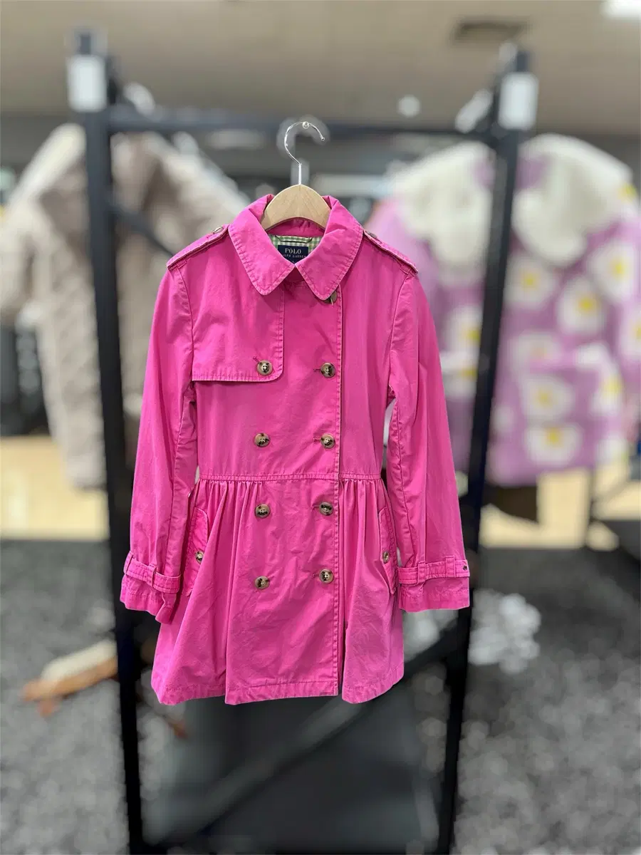 [I48] 폴로 랄프로렌 매력적인 핑크 트렌치 코트 10 (140/76)