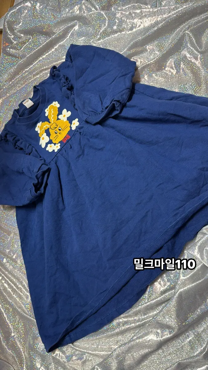 아기옷)밀크마일 원피스 110 네이비 토끼프린팅.