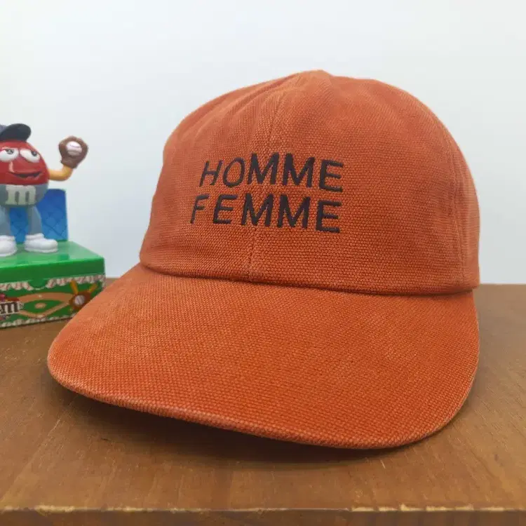 옴므펨므 HOMME FEMME LA 스트리트 볼캡 모자 빈티지 브릭 오렌지