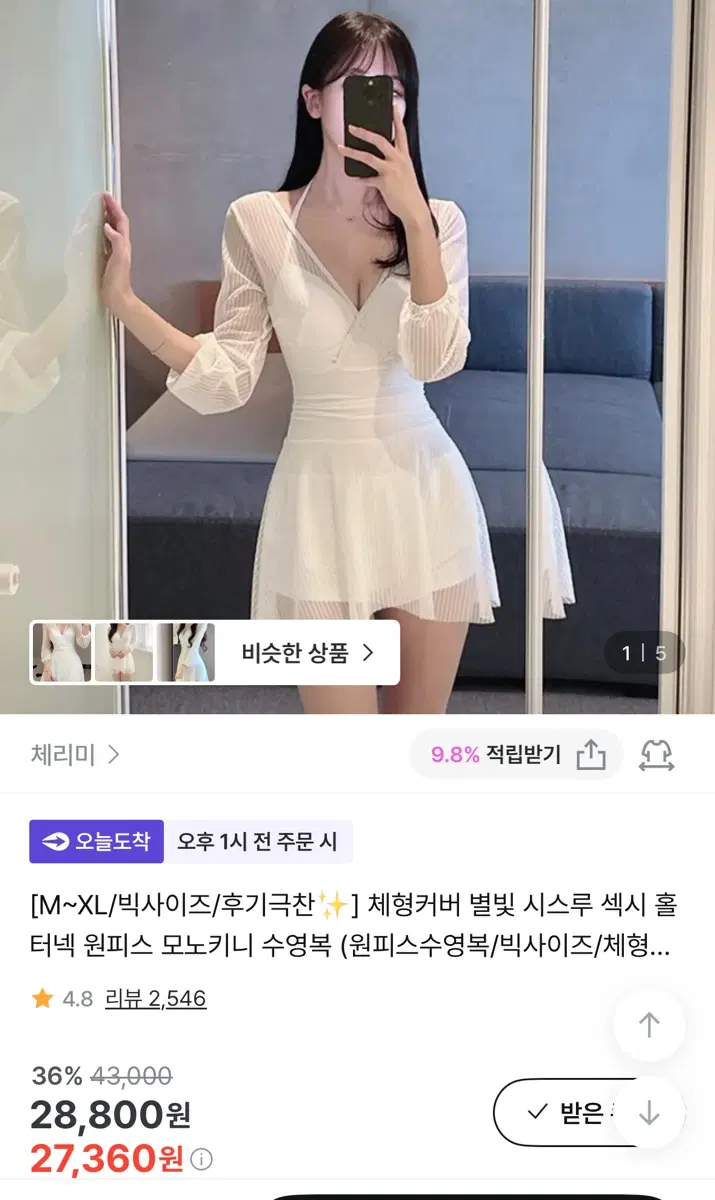 체리미 체형커버 원피스 모노키니 수영복