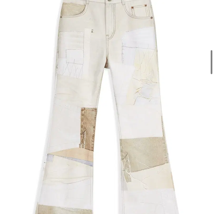 Open yy 오픈와이와이 PATCHWORK EFFECT LOOSE BOOTCUT