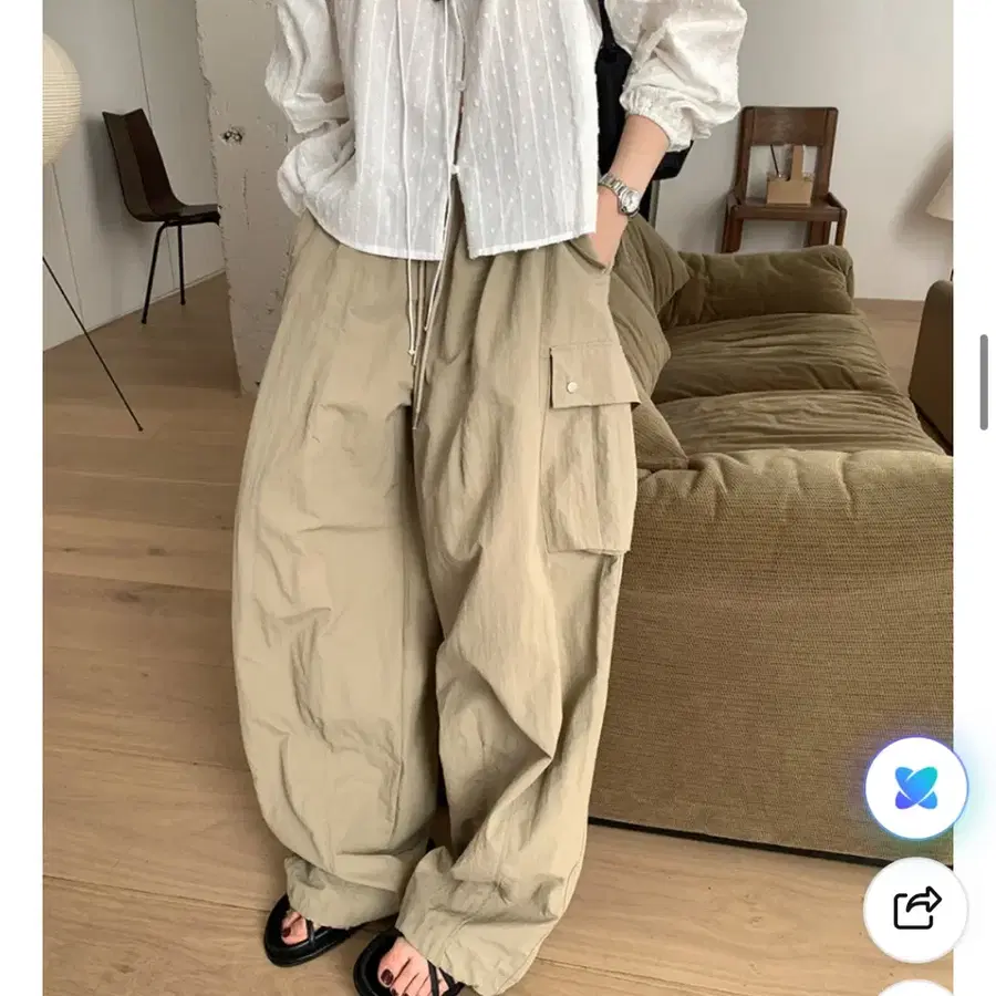 므앤 바게트 카고 밴딩 팬츠 베이지