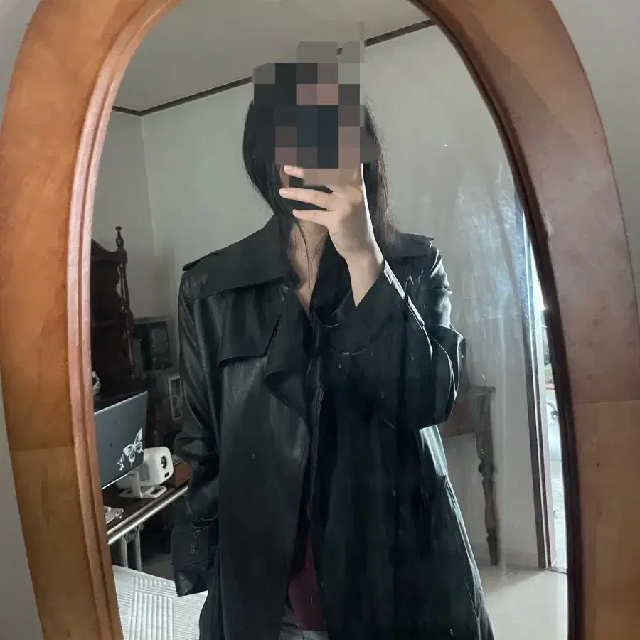 빈티지 양가죽 롱코트