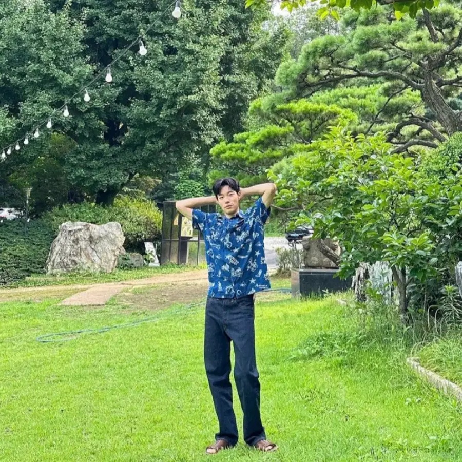 rrl 더블알엘 로데오 프린트 인디고 캠프 셔츠 L