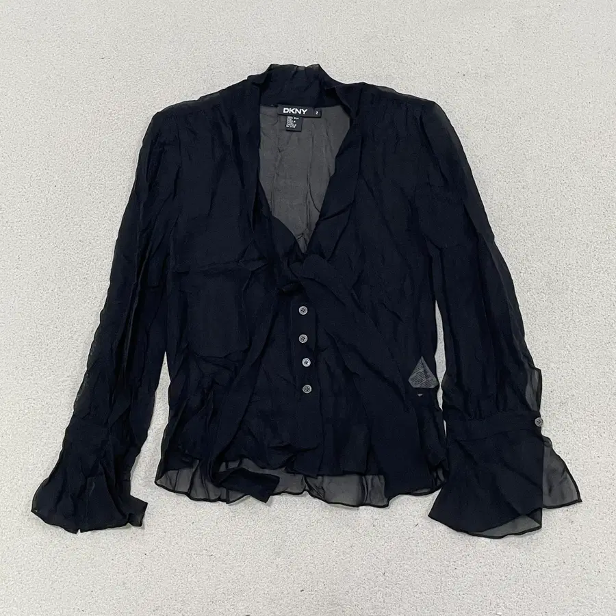 2SIZE DKNY 실크 프릴 시스루 블라우스 0907
