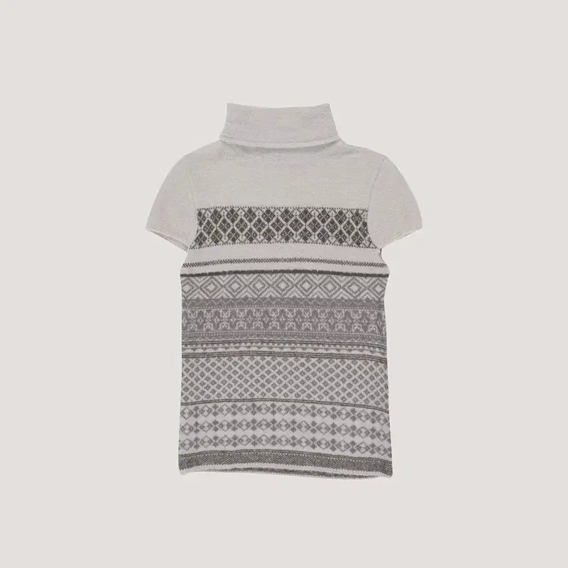 VERSO HALF CAP SLEEVE INTARSIA KNIT TOP