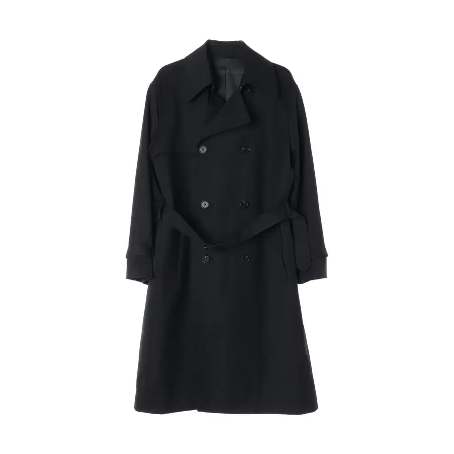 쿠어 21FW 울 블렌드 더블 벨티드 롱 트렌치 코트 블랙