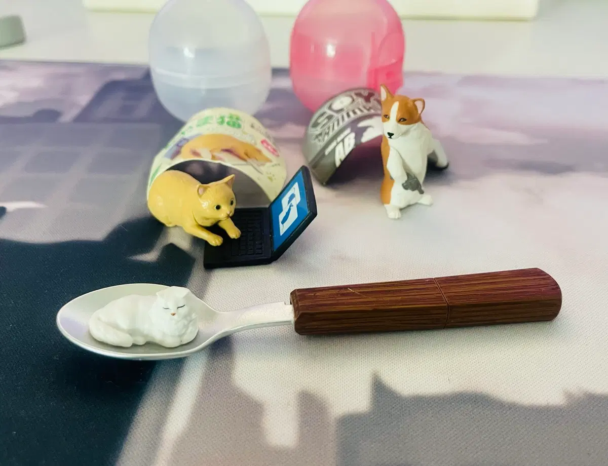 고양이 강아지 동물 가챠 피규어(일괄)