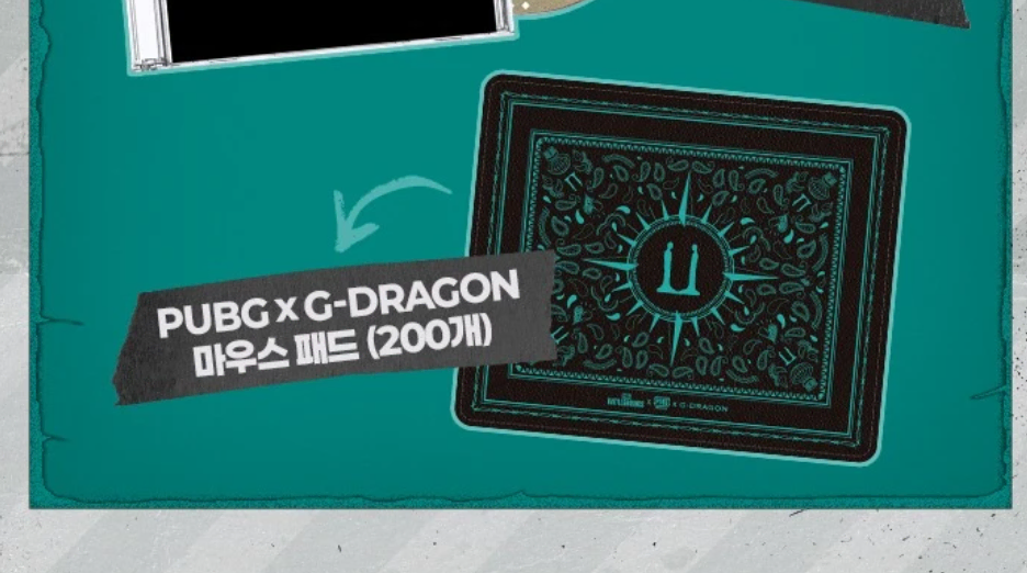 PUBG X G-DRAGON 마우스 패드 + 팝업 한정 스티커