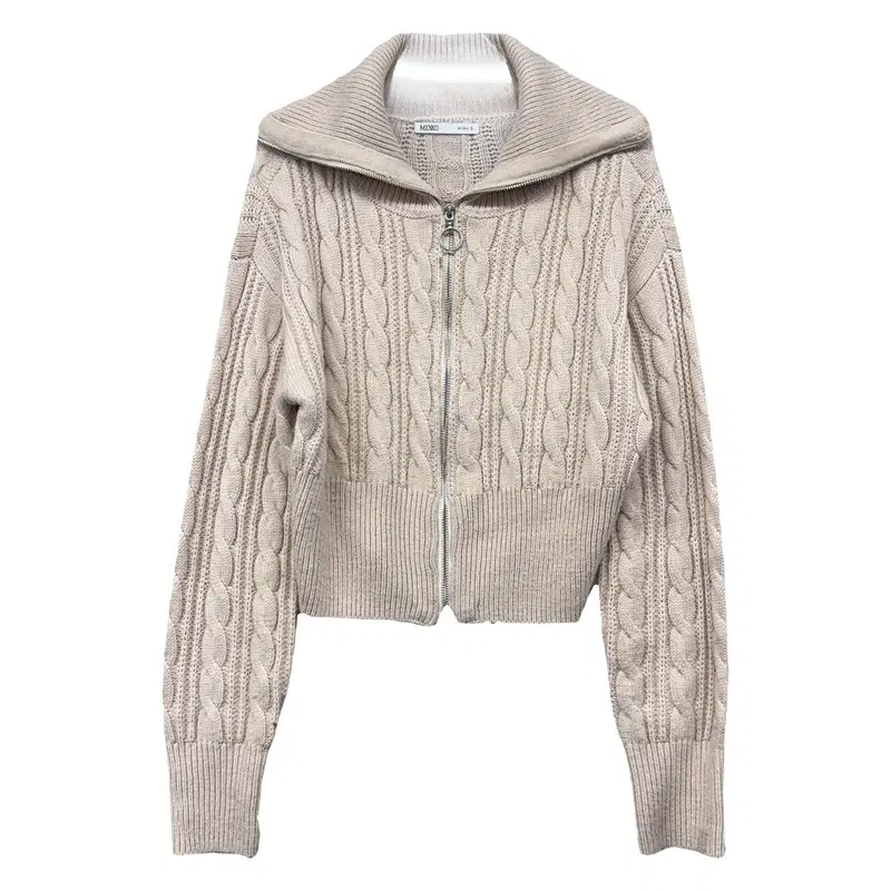 미쏘 베이지 아크릴 100% 소프트 베이직 집업 니트 가디건 S