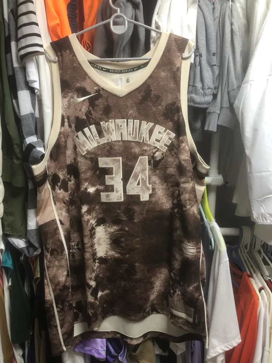(새거급) 나이키 NBA 밀워키 벅스 야니스 아데토쿤보 셀렉트시리즈 스윙맨 유니폼 져지 사이즈 2XL